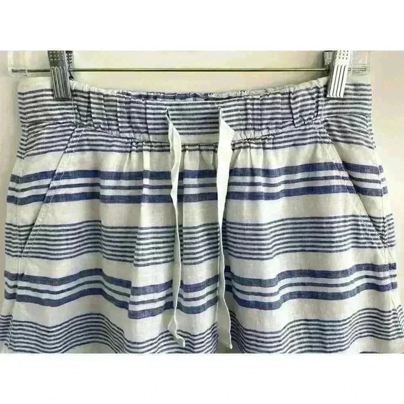 J Crew Wmns Sz 0 Boardwalk Linen Skirt Blue White Stripe A-line Casual Summer - Picture 5 of 15